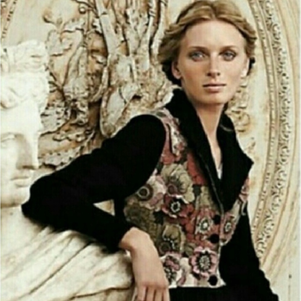 3-D Flower embellished sweater jacket w/peplum